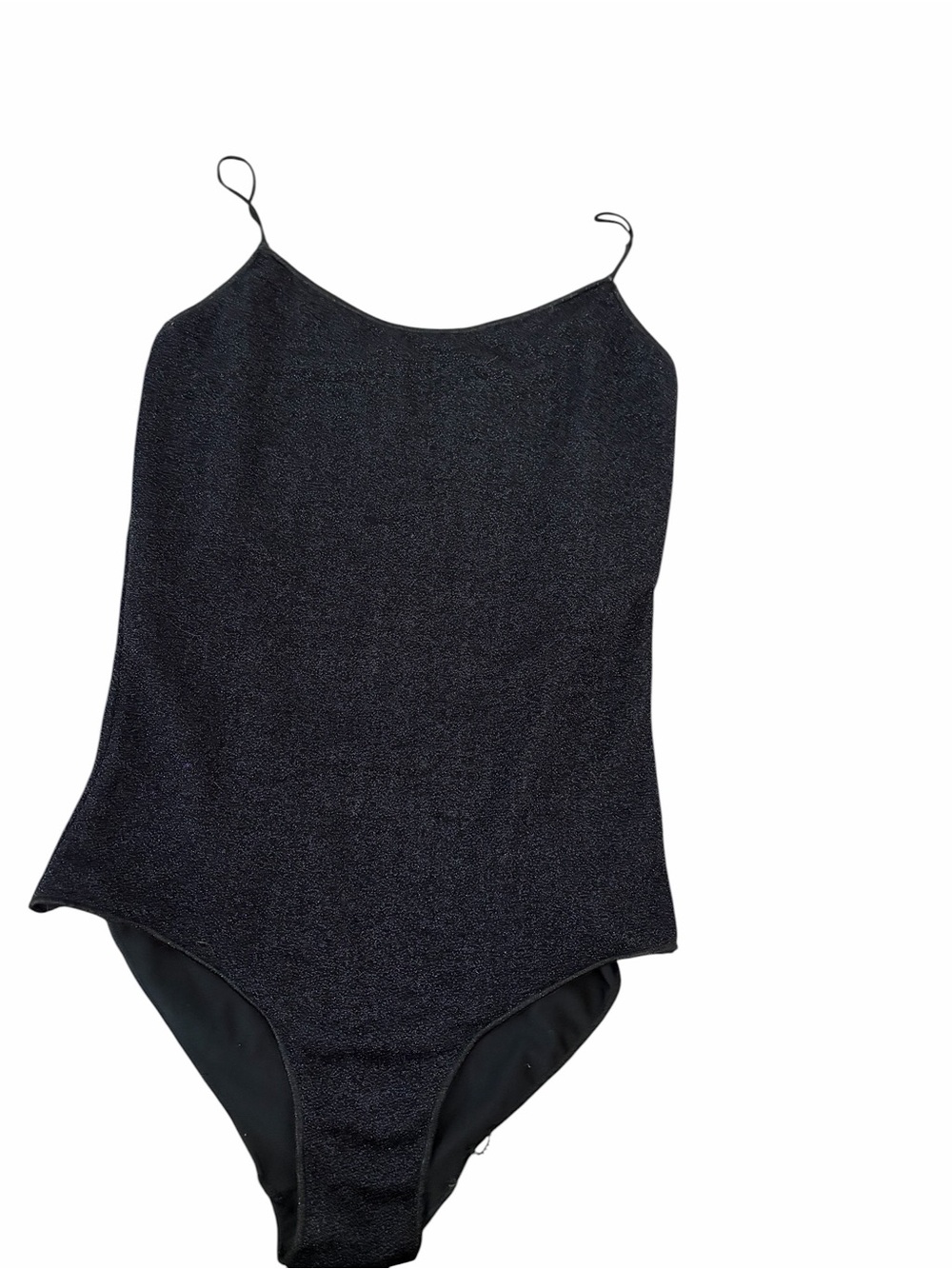 OSEREE Black Shimmer One-Piece Swim Suit with Spaghetti Straps